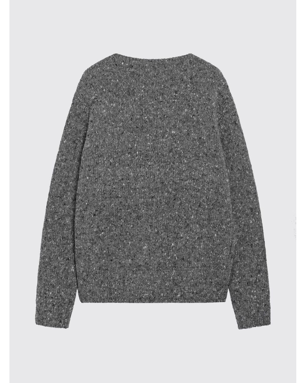Auralee Gray Long-Sleeved Pure Wool Crewneck Sweater for men