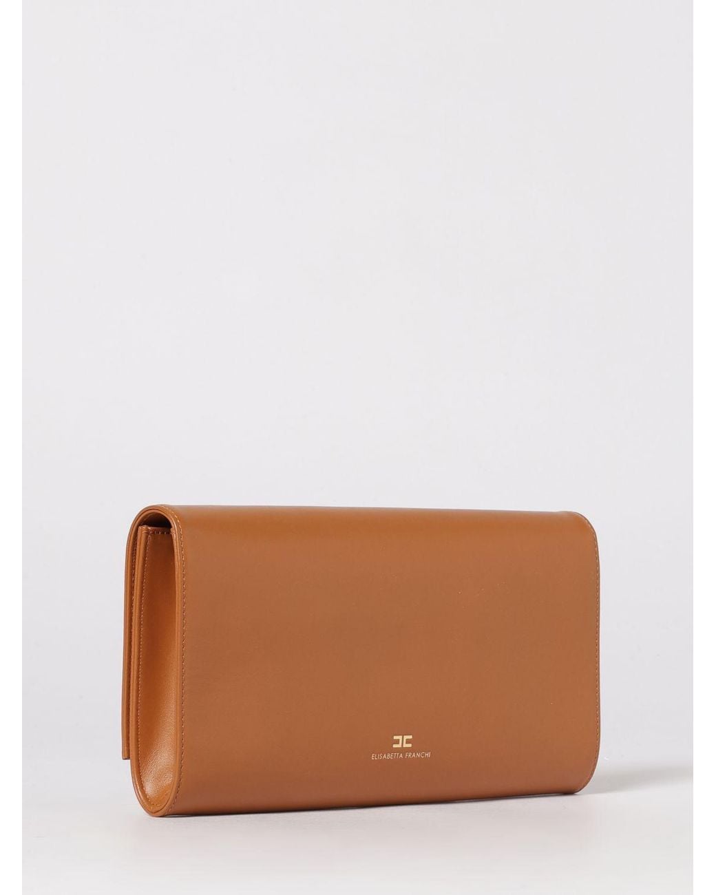 Elisabetta Franchi Brown Clutch With Embossed Logo