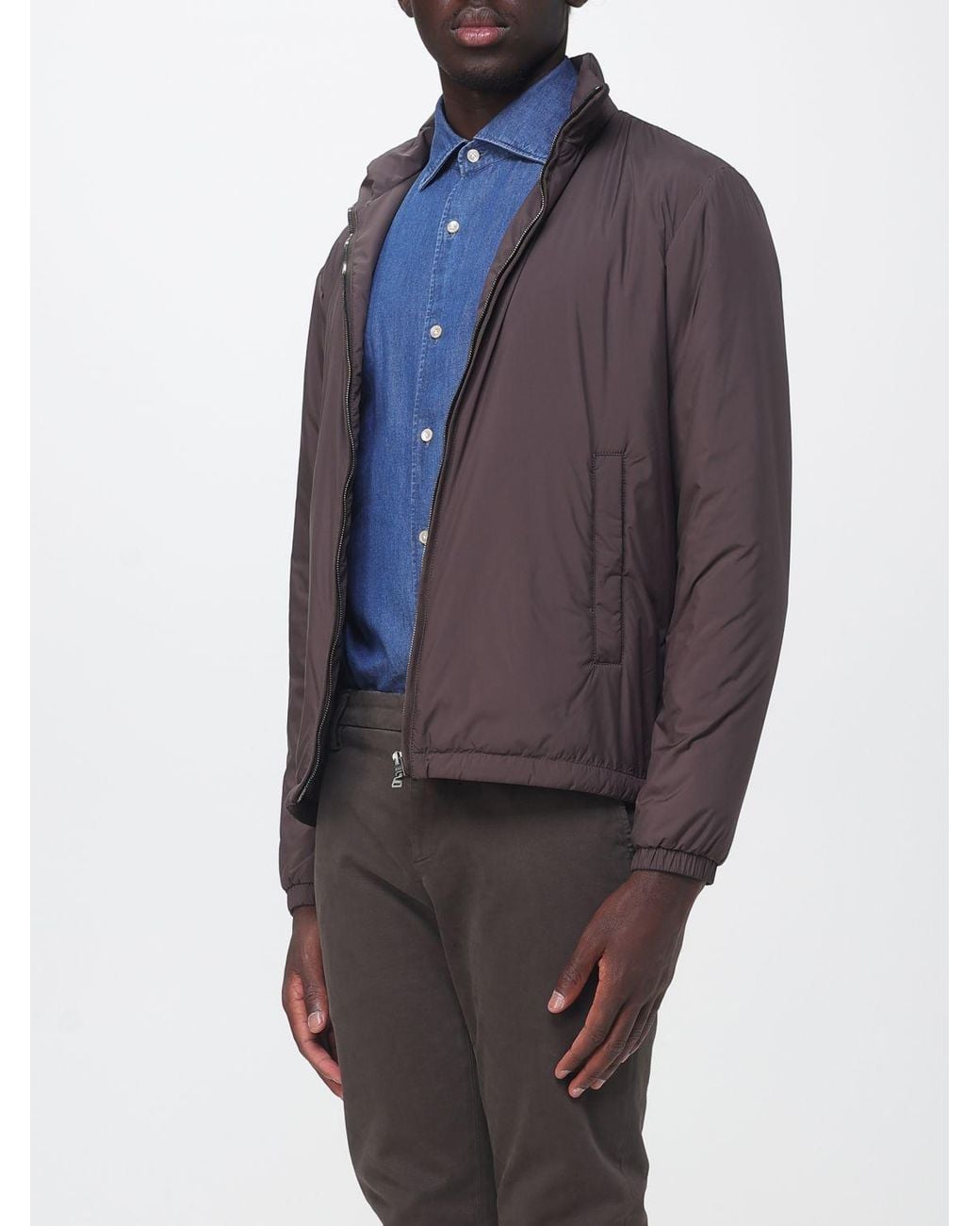 Herno Gray High-Collar Windbreaker Jacket for men