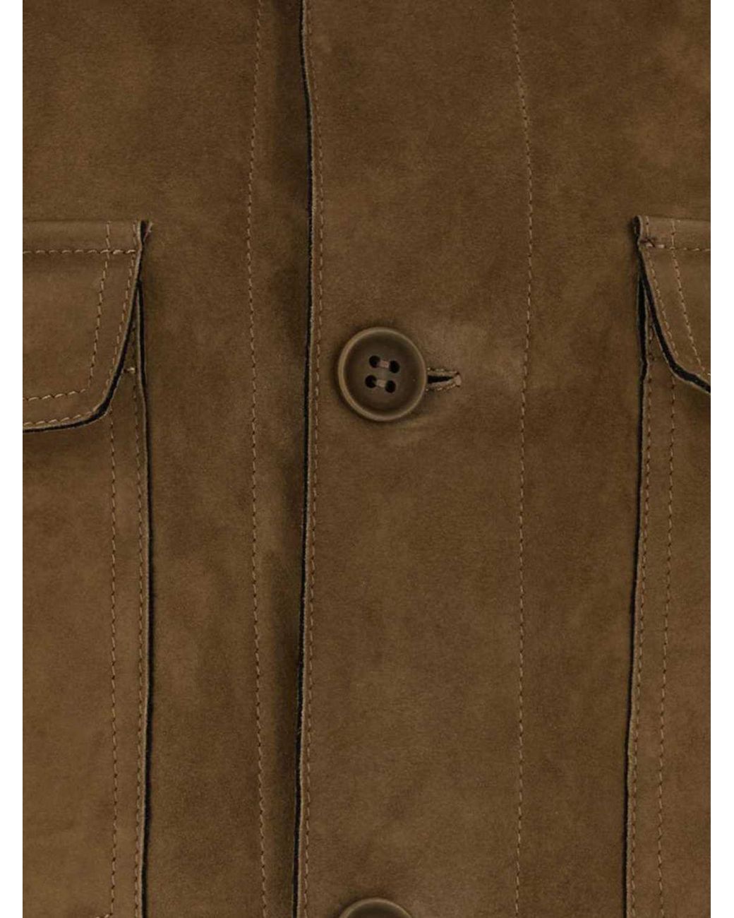 Salvatore Santoro Brown Suede Shirt Jacket With Patch Pockets for men