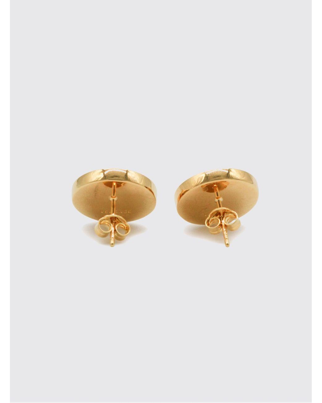 Versace Metallic Tone Medusa Stud Earrings With Encrusted Crystals
