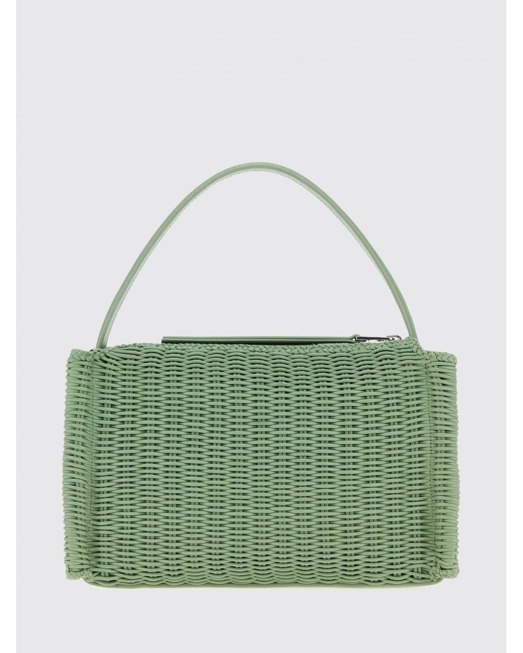 J.W. Anderson Green Medium Loafer Woven Leather Handbag With Embossed Logo
