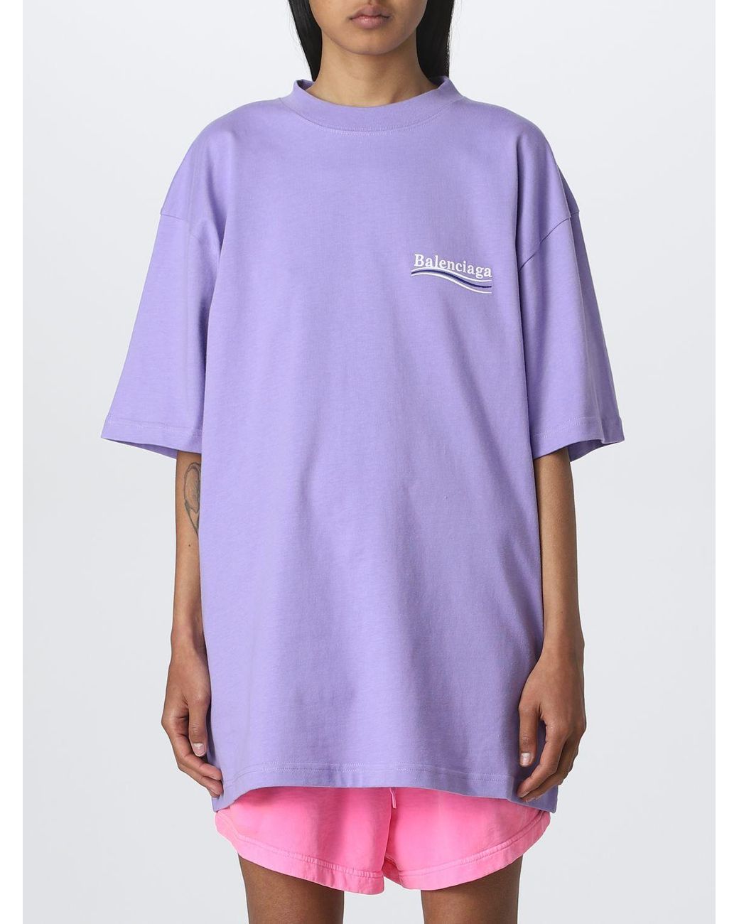 Purple balenciaga shop t shirt