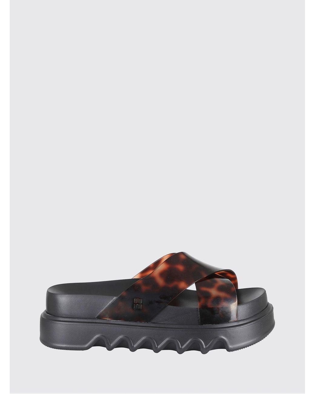 Melissa White Cozy Cross Platform Ad Tortoiseshell Print Pvc Sandals