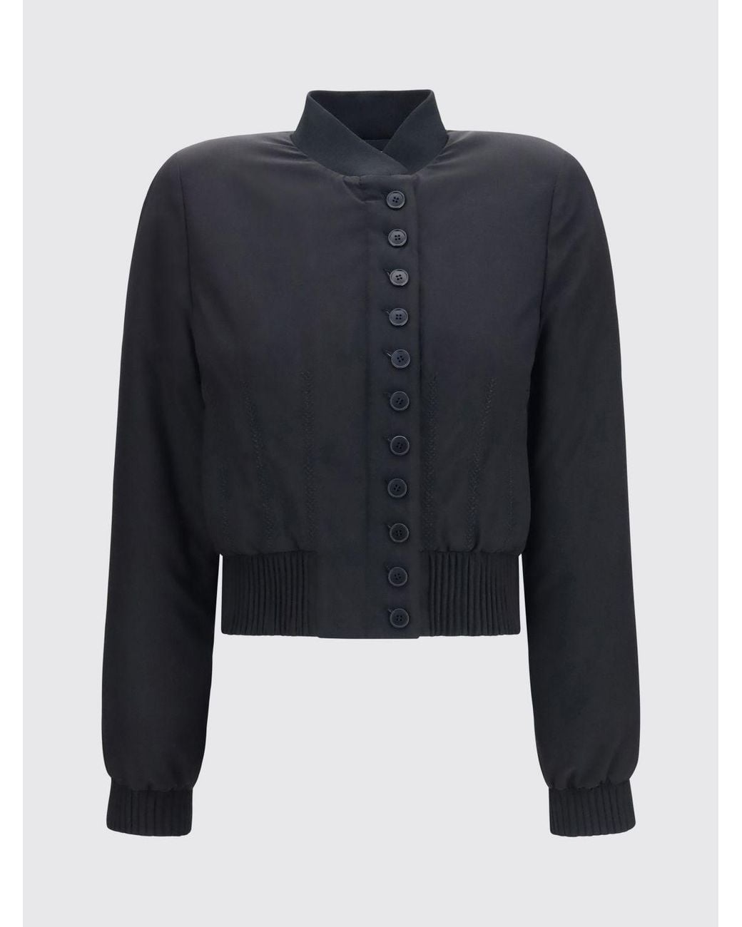 McQueen Blue Asymmetric Pure Silk Bomber Jacket Alexander With Button Closure