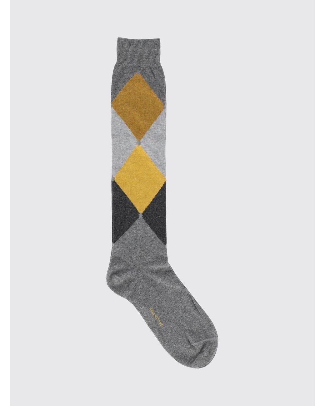 Ballantyne White Diamond Pattern High-Top Cotton-Blend Socks With Contrast Logo for men