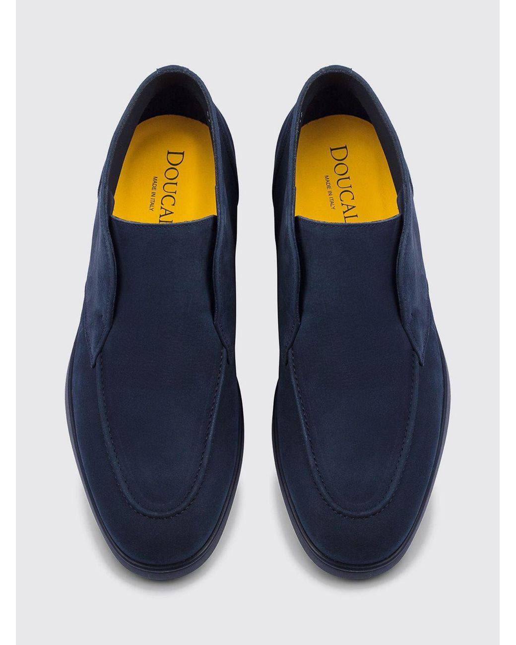 Doucal's Blue Suede Calfskin Chukka Boots With Raised Apron Toe for men