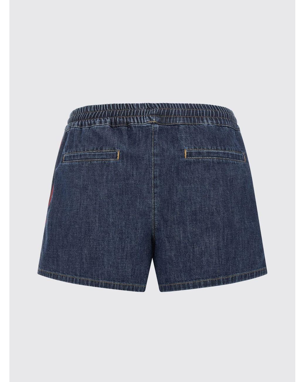 Valentino Garavani Blue Cotton Denim Shorts With Drawstring Waist