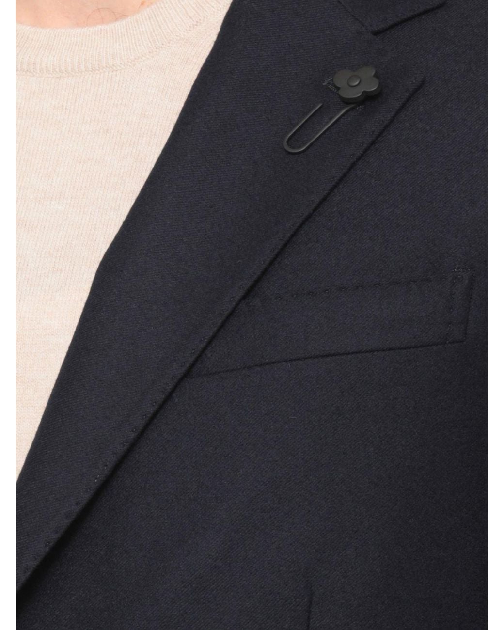 Lardini Black Single-Breasted Virgin Wool Blazer With Patch Pockets for men