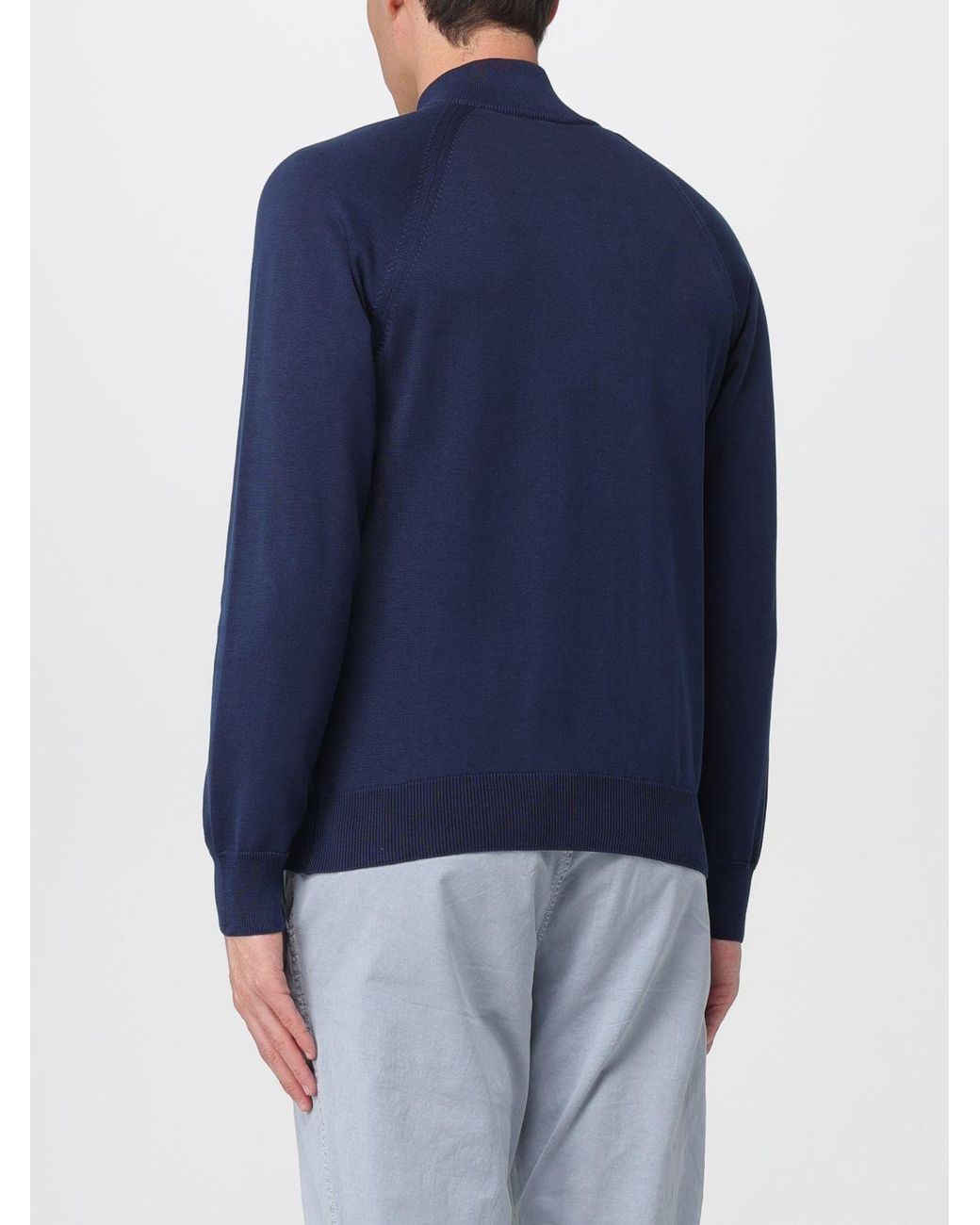 Blauer Blue Cotton Knit Sweater for men
