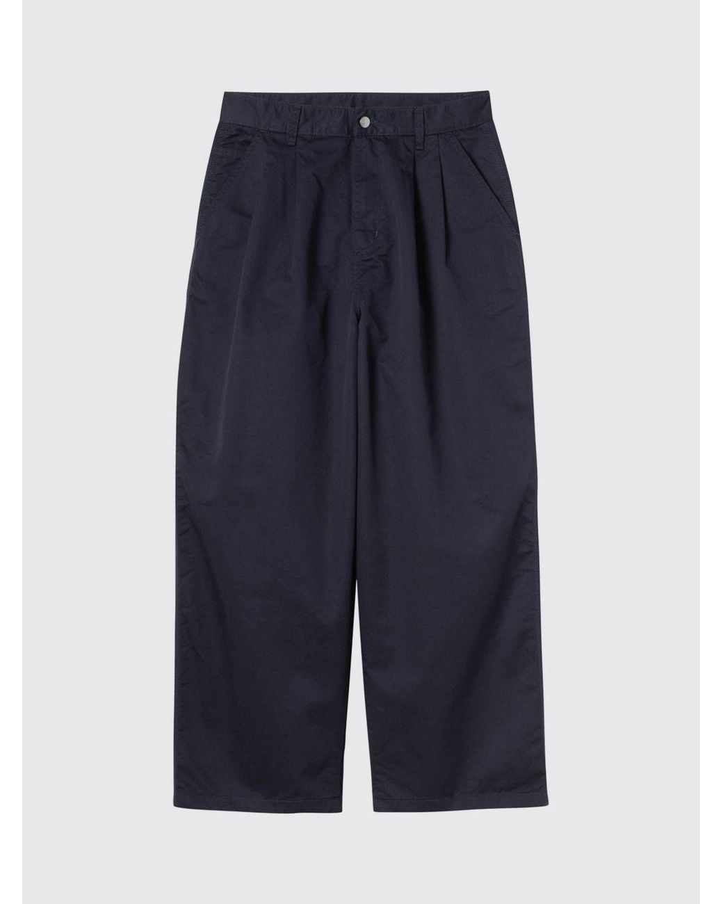 Carhartt Blue Brockman Wide-Leg Cotton Twill Trousers With Pleats for men