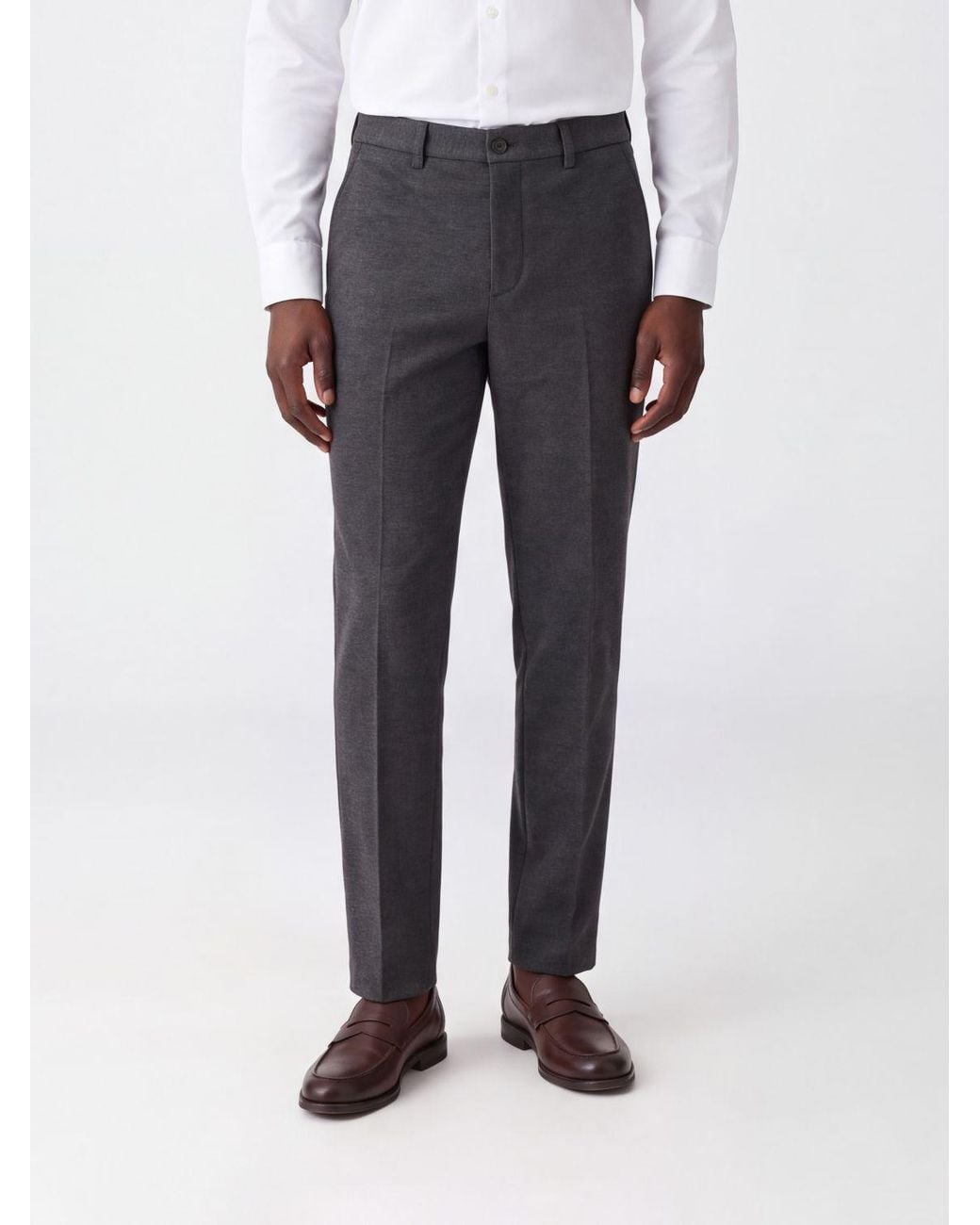 Seventy Blue Straight Fit Wool Blend Chino Trousers With Pleats for men