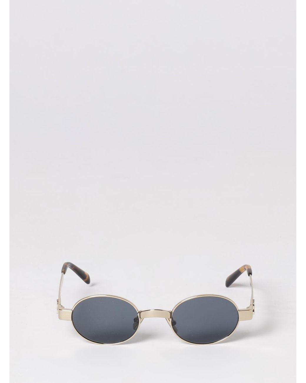 Miu Miu White Rounded Metal Frame Sunglasses With Impressed Logo