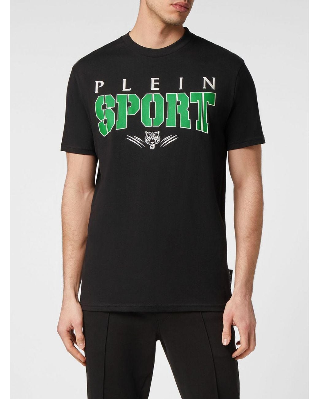 Philipp Plein Black Slim Fit Cotton T-Shirt With Contrast Printed Logo for men