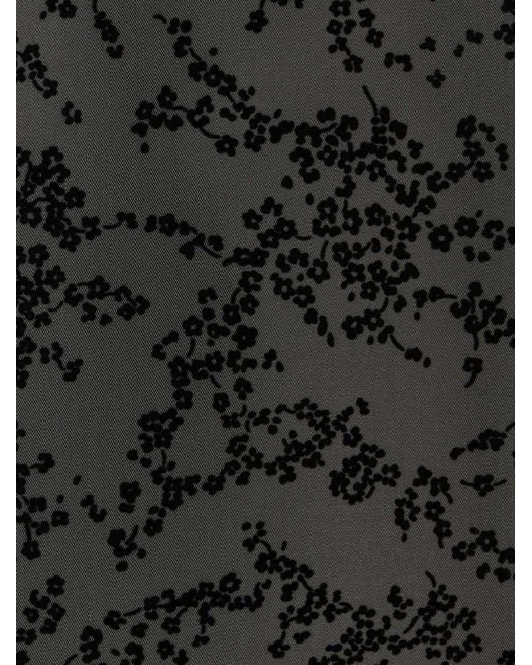 Alberta Ferretti Black Floral-Print Silk-Blend A-Line Midi Skirt With A High Waist