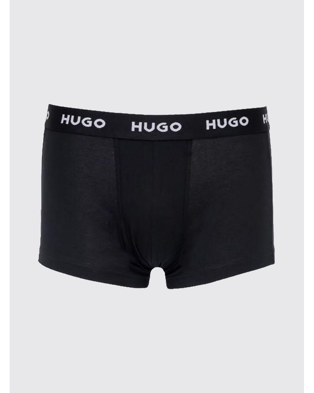 HUGO Black Set Of Three Cotton Trunks With Elasticated Waistband And Contrast Logo for men