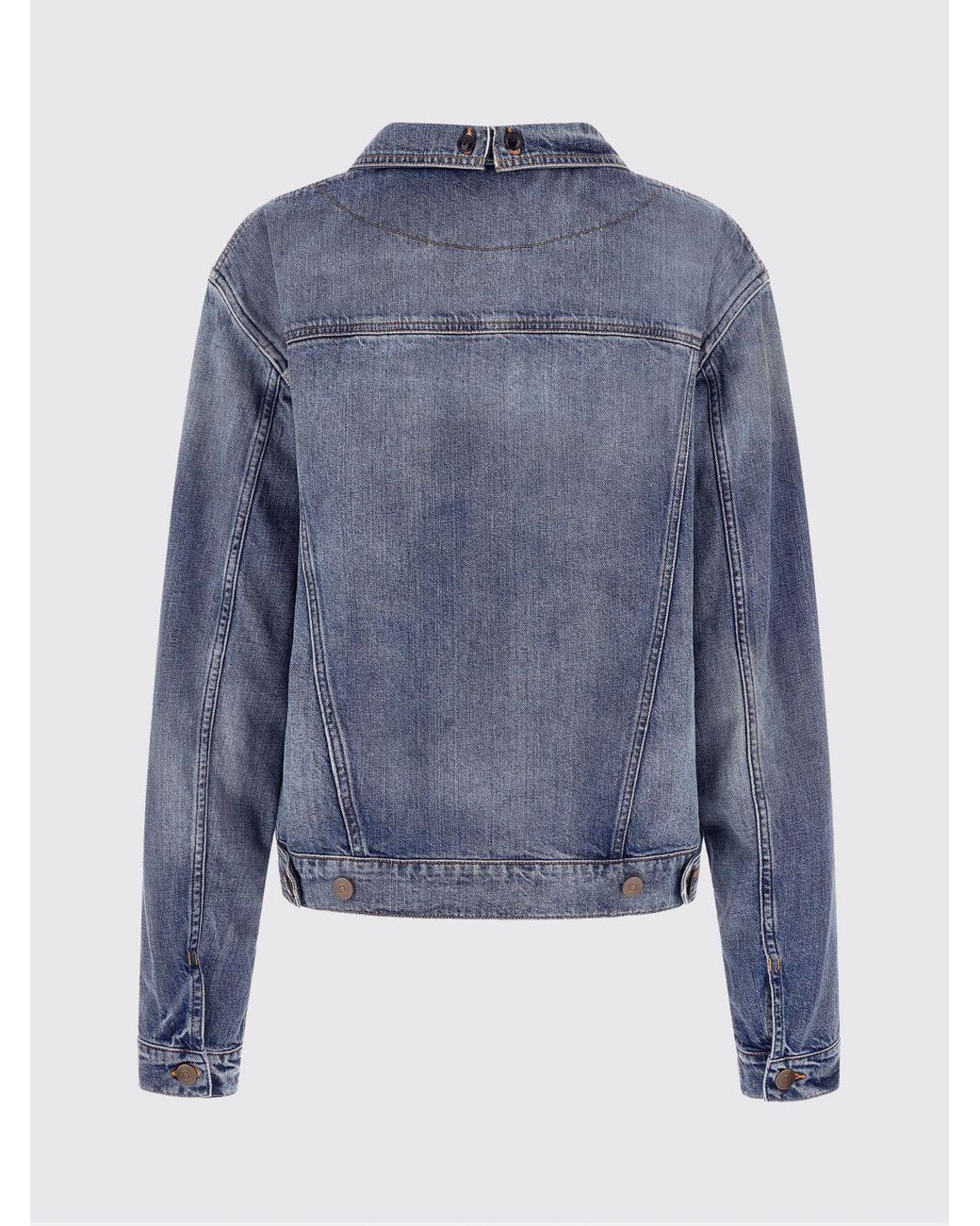 Maison Margiela Blue Single-Breasted Cotton Denim Jacket With Flap Pockets