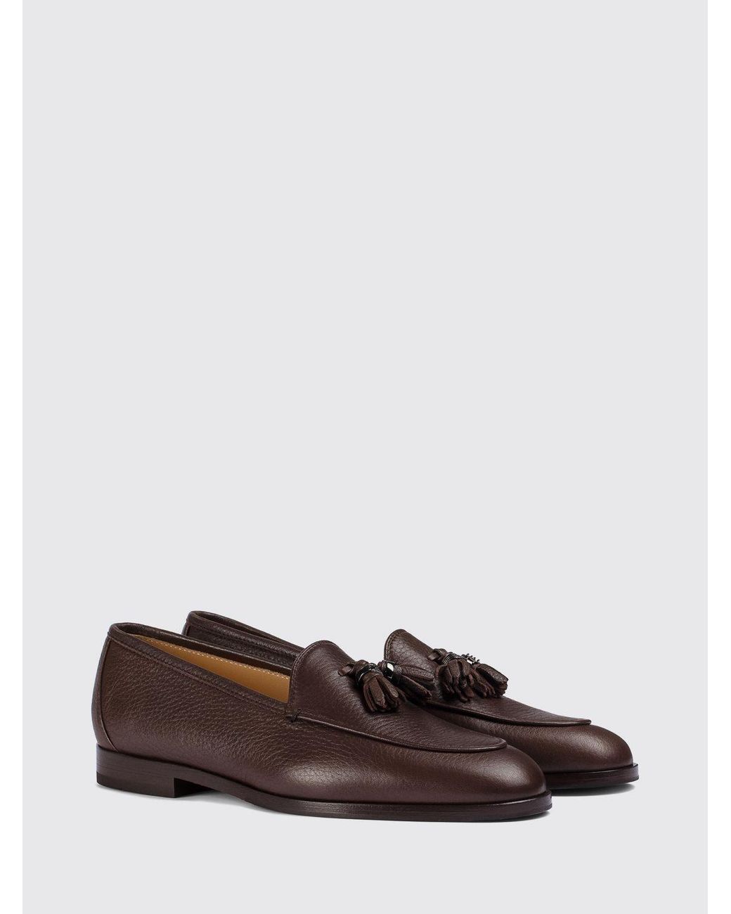 Doucal's White Deerskin Tassel Loafers