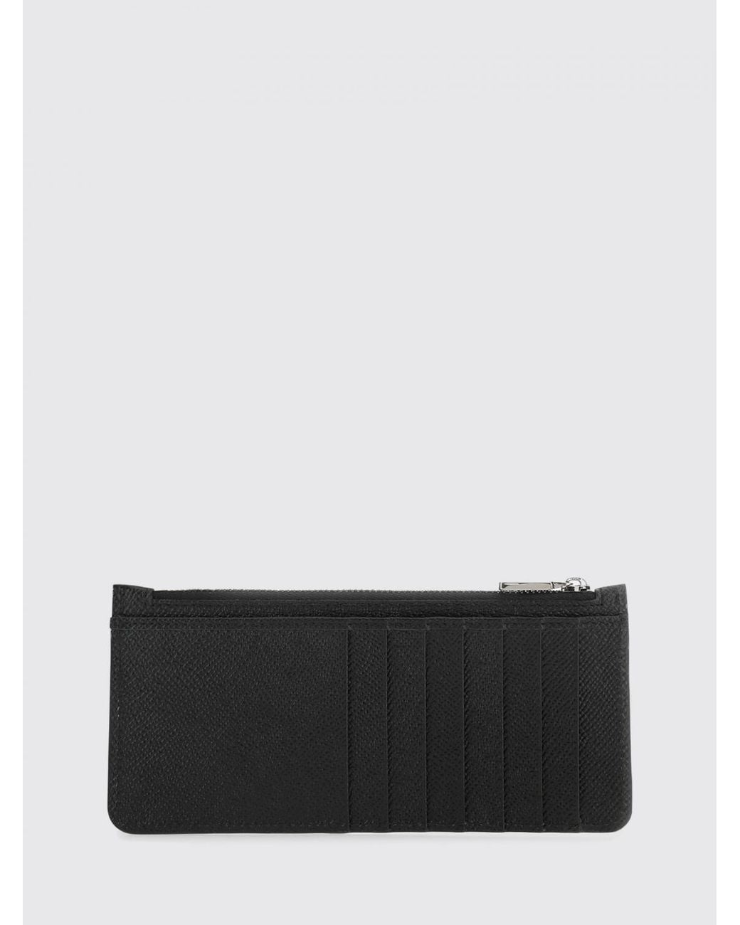 Dolce & Gabbana Gray Dolce &Amp Gabbana Grain Leather Credit Card Holder for men