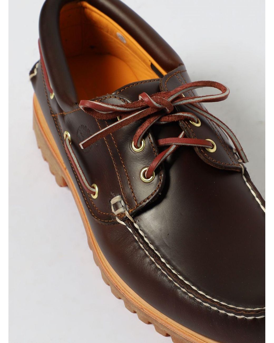 Timberland Brown Authentic 3-Eye Premium Leather Boat Moccasins for men