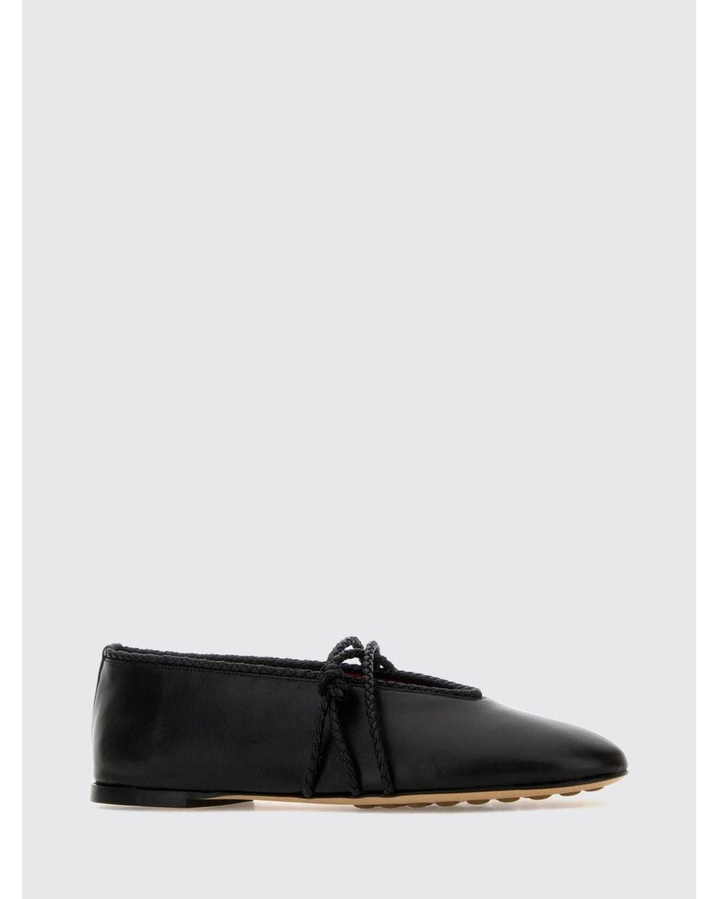 Bottega Veneta White Lambskin Mary Jane Ballet Flats With Woven Straps