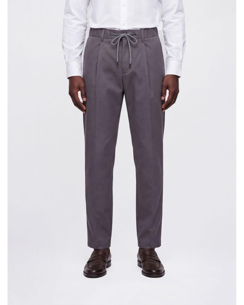 Herno Purple Slim Fit Cotton Trousers With Drawstring Waist And Belt Loops for men