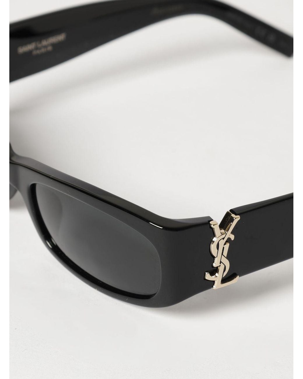 Saint Laurent Black Rectangular Acetate Sunglasses With Ysl Monogram
