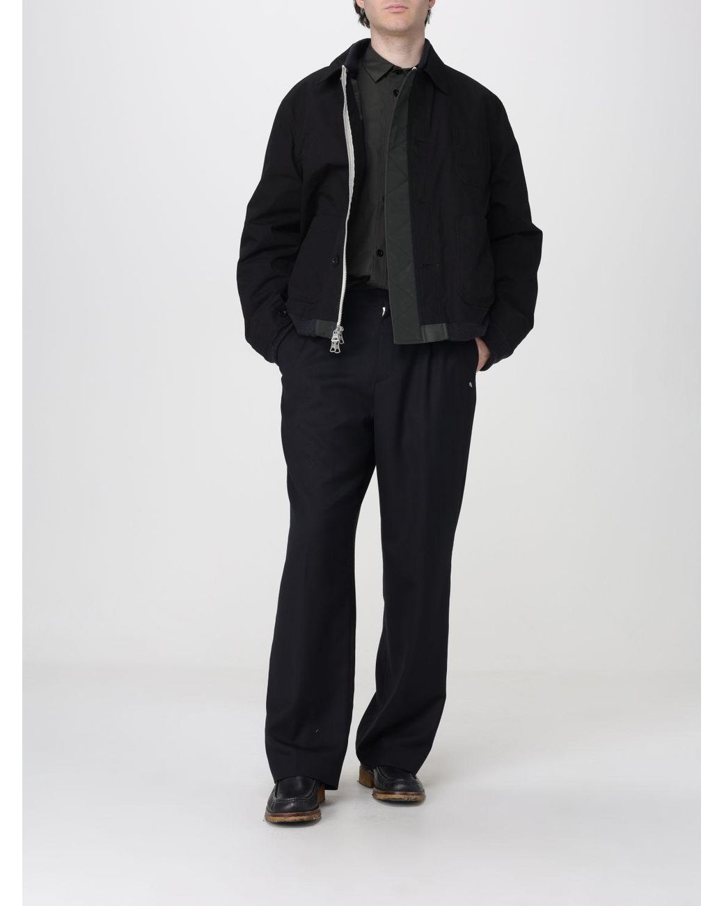 Sacai Gray Long-Sleeved Cotton Shirt With Patch Pocket for men