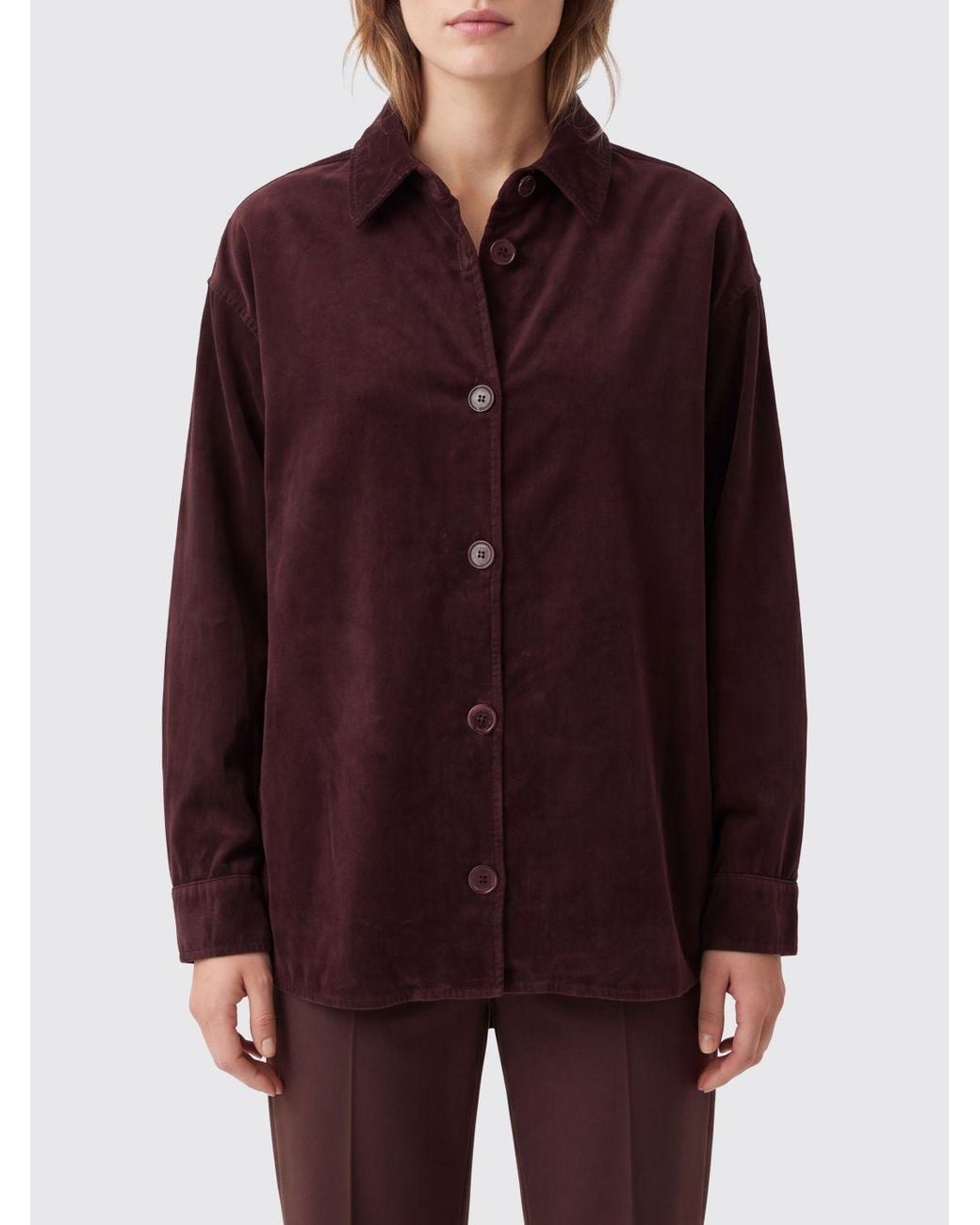 Aspesi Purple Velvet Shirt Jacket With Dropped Shoulders