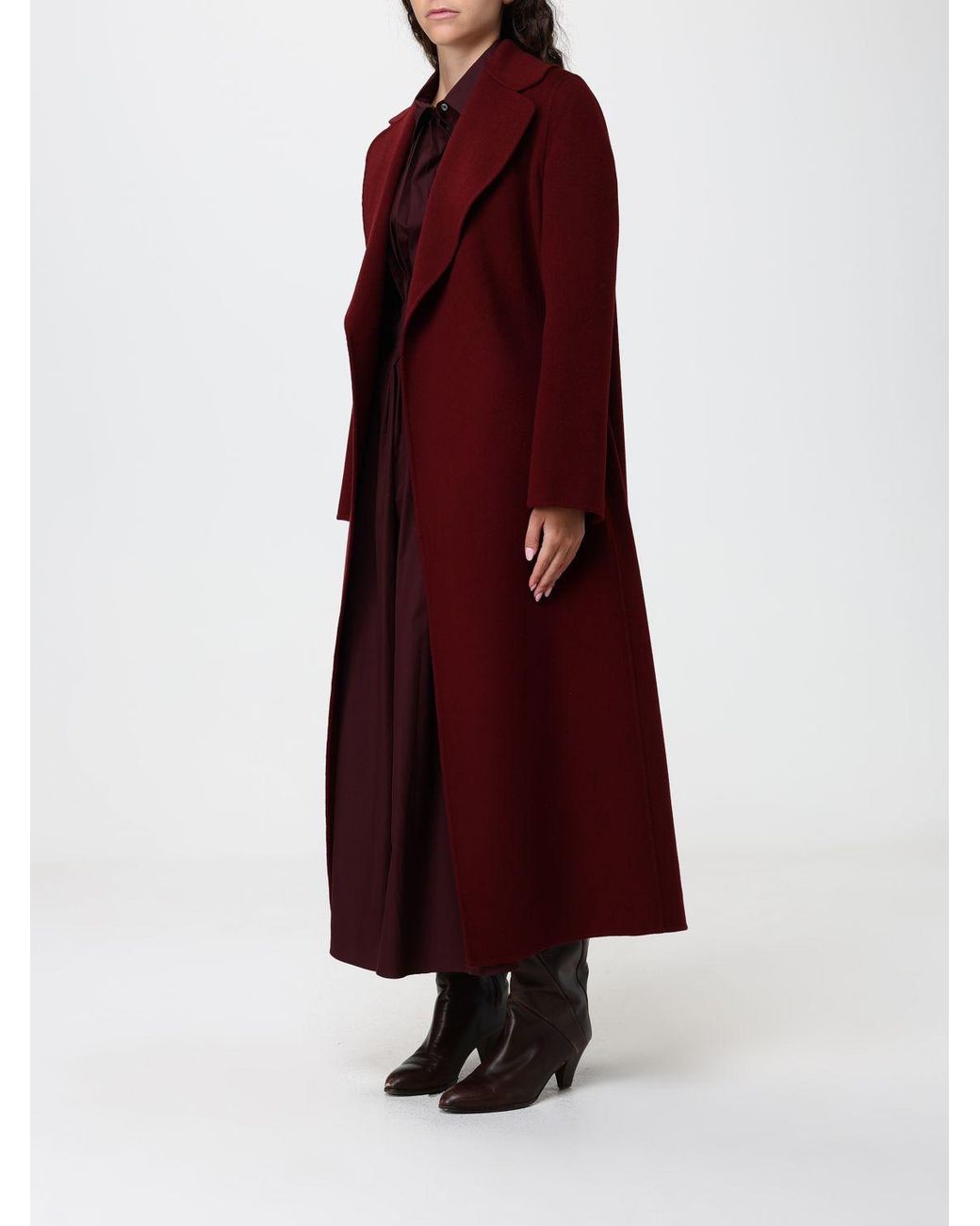 Max Mara Red Long Belted Robe Coat