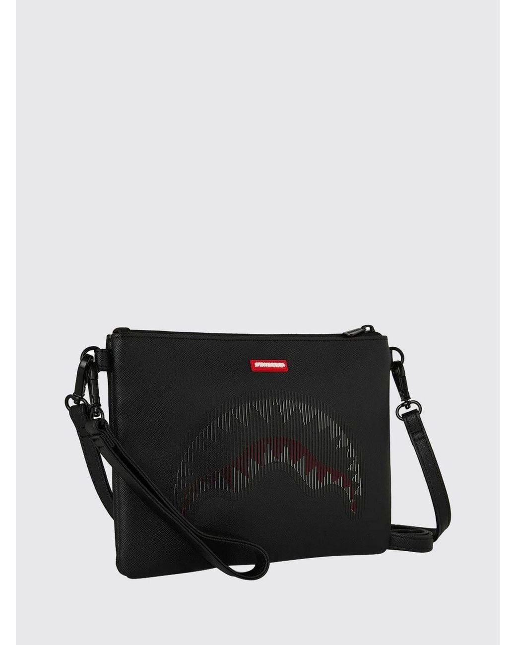 Sprayground Black Disappearing Shark Pvc Wristlet Clutch With Logo