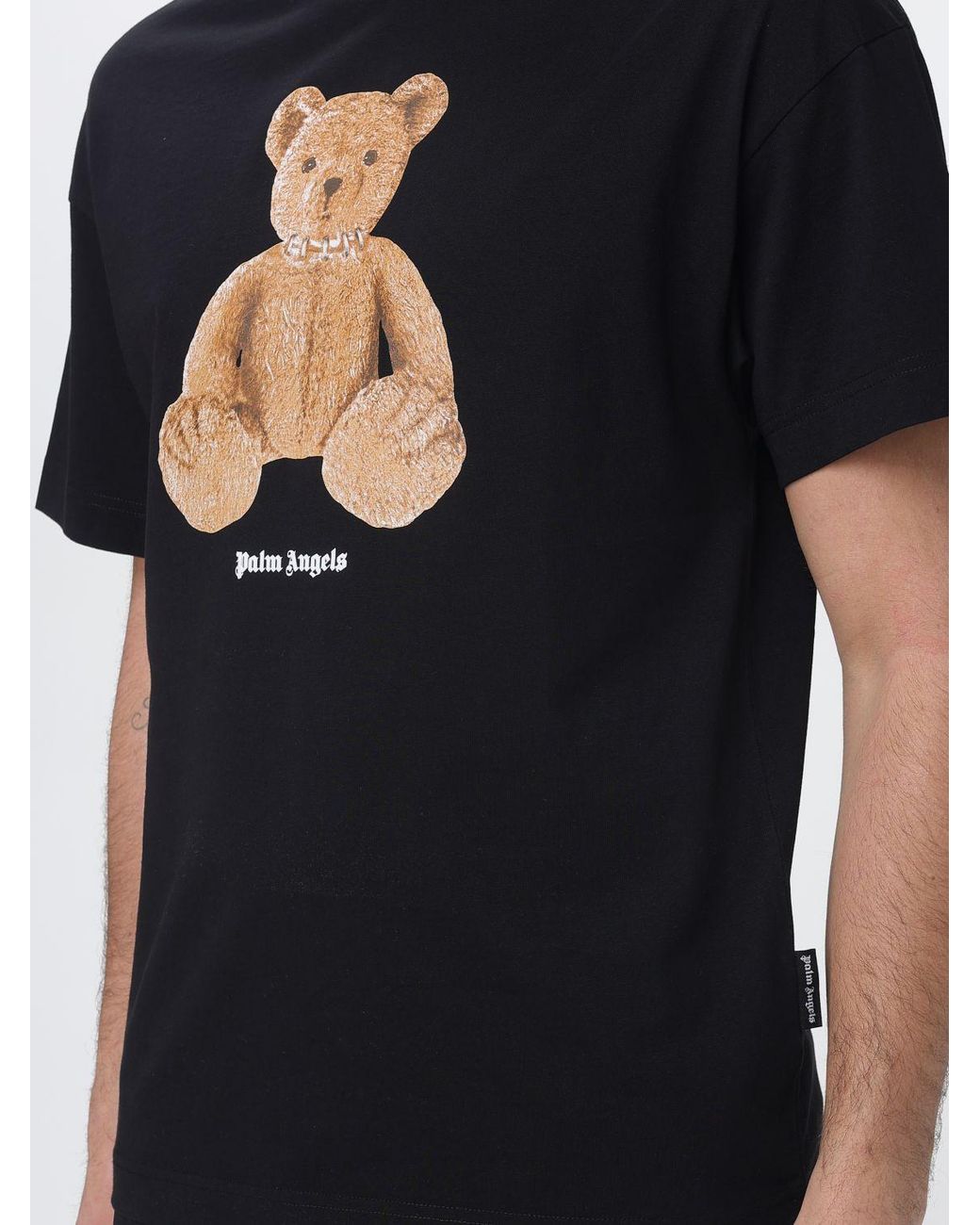 Palm Angels Black Teddy Cotton T-Shirt for men