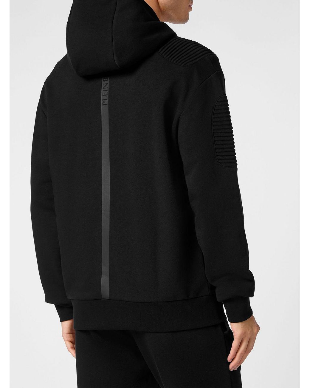Philipp Plein Black Relaxed Fit Hoodie With Tone-On-Tone Applied Logo for men