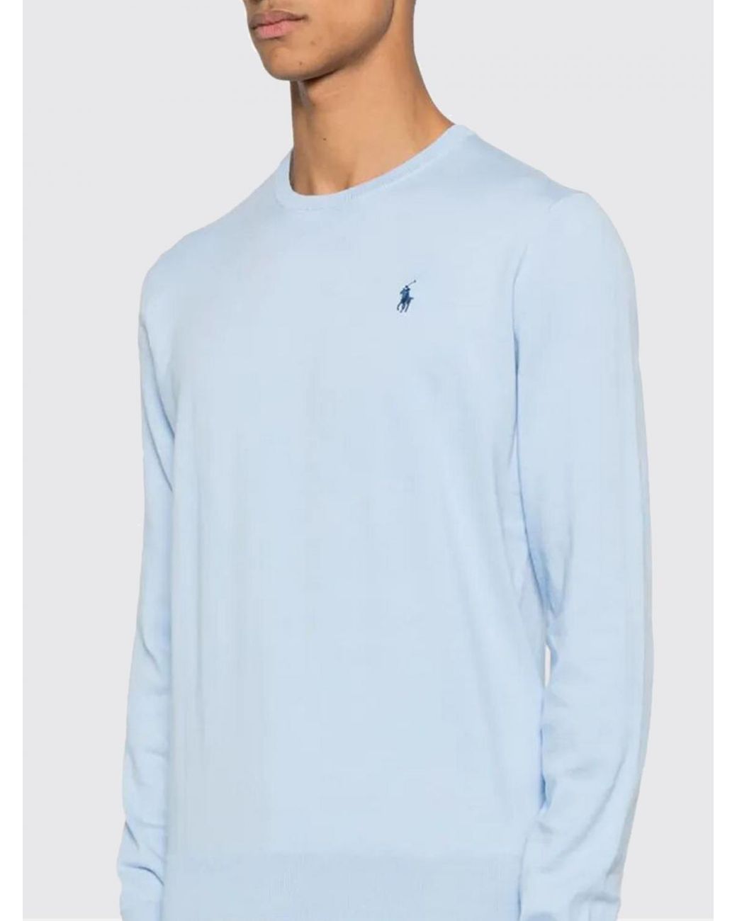 Polo Ralph Lauren Blue Basic Crewneck Sweater With Mini Logo for men