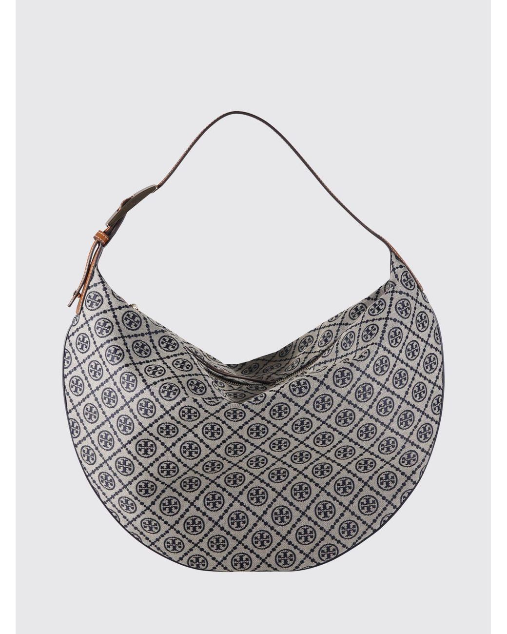 Tory Burch Gray T Monogram Balloon Canvas Bag With Jacquard Monogram