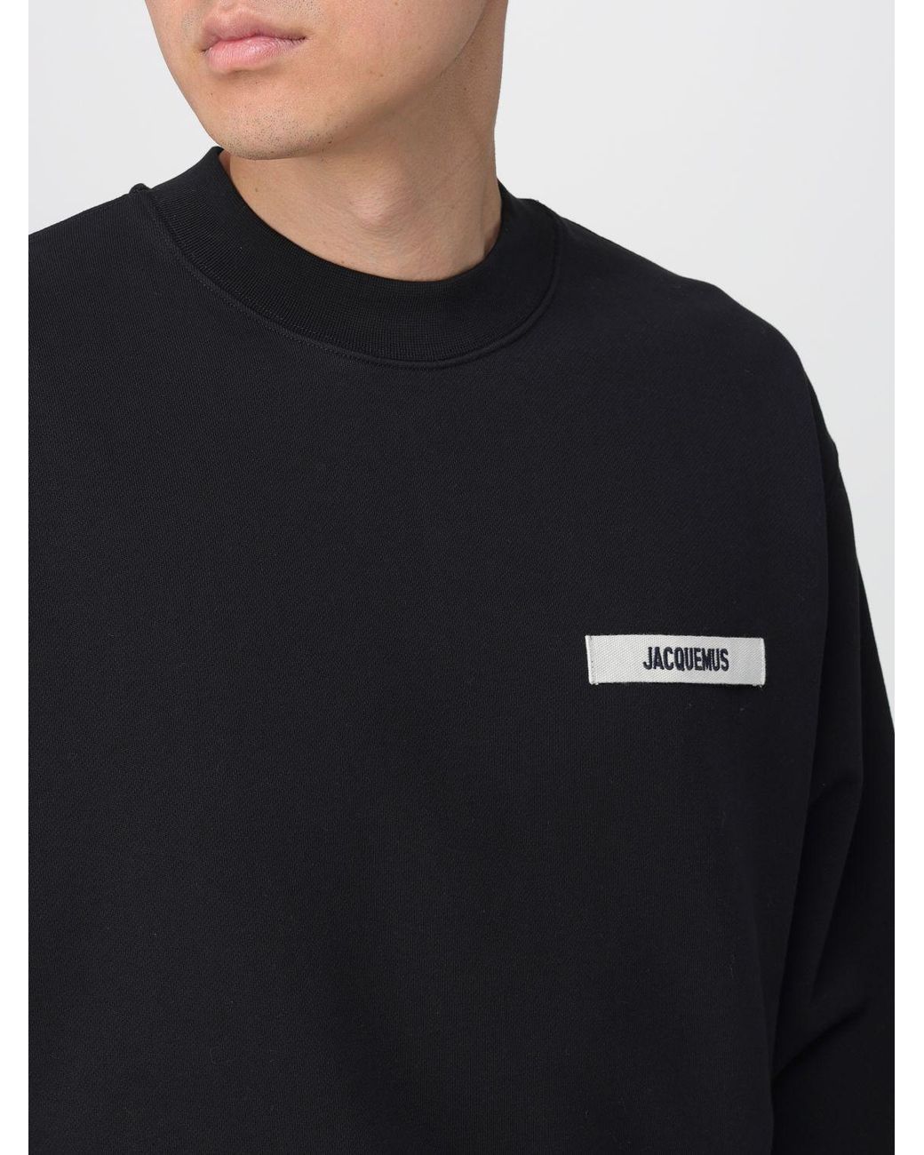 Jacquemus Blue Logo Cotton Crewneck Sweatshirt for men