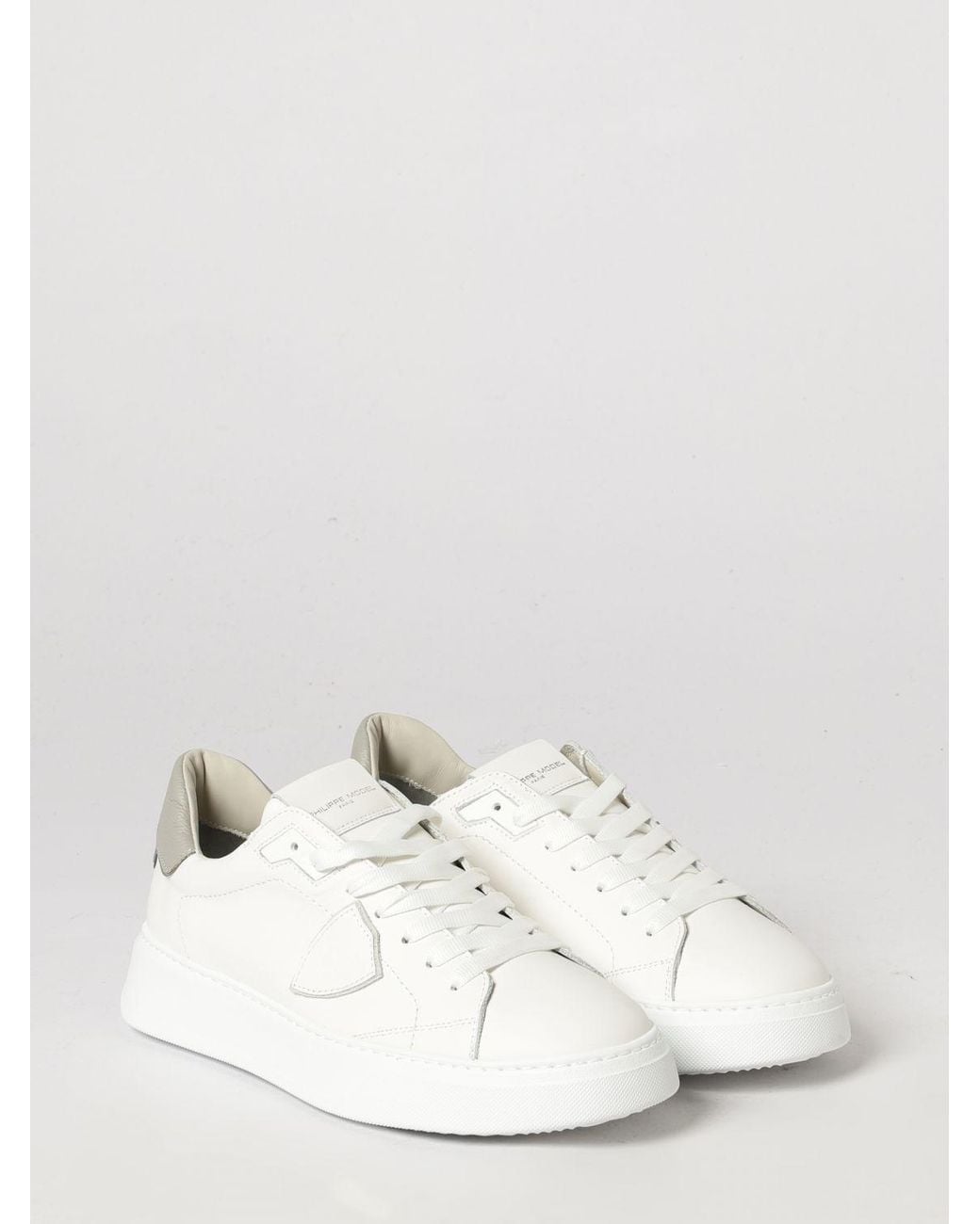 Philippe Model Natural Temple Low Smooth Calfskin Low-Top Sneakers With Shield Logo for men