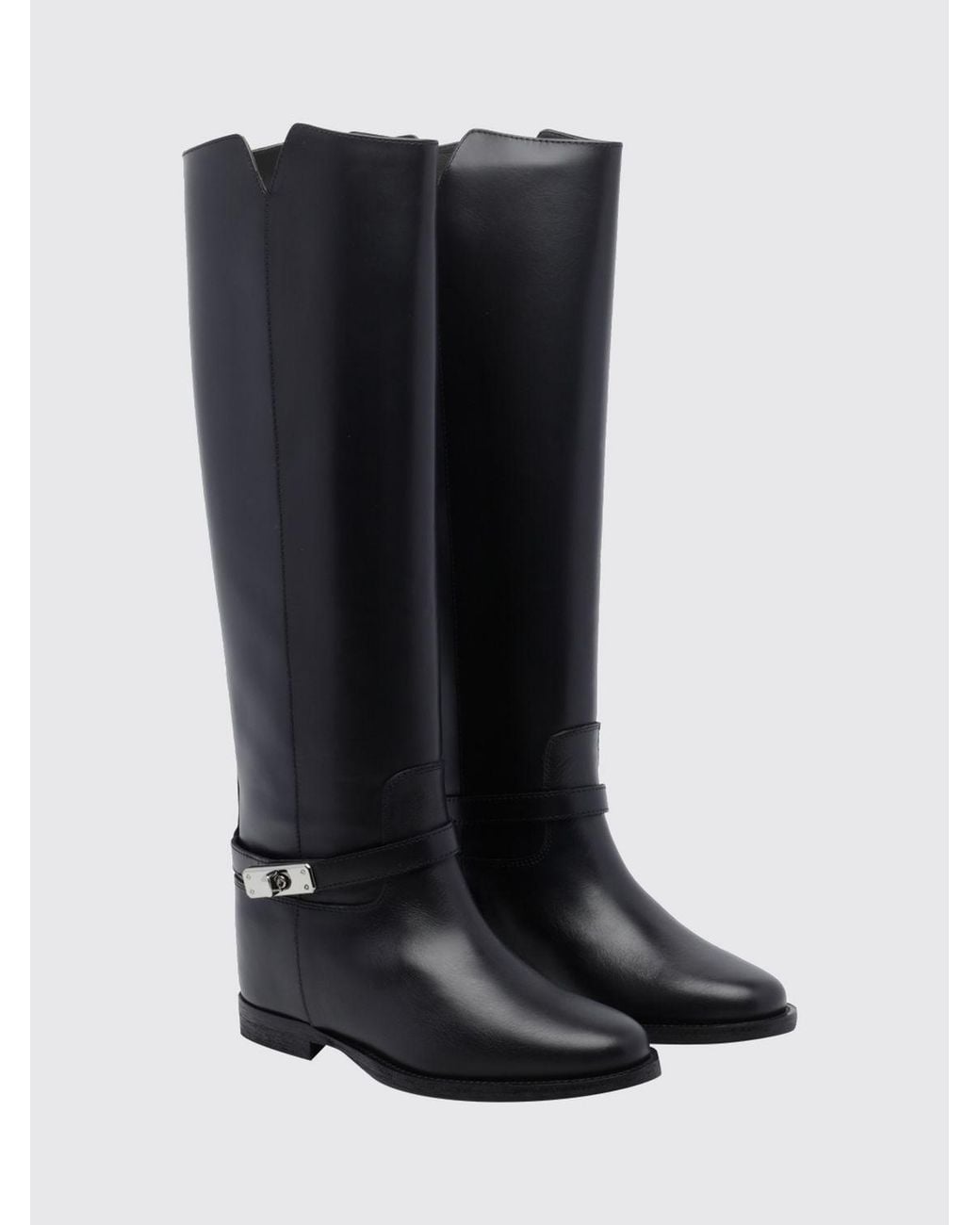 Via Roma 15 Blue Knee-High Wedge Boots
