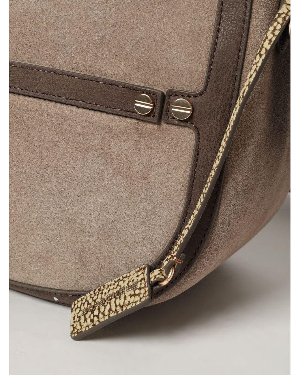 Borbonese Gray Luna Recycled Nylon Crossbody Bag With Suede Details