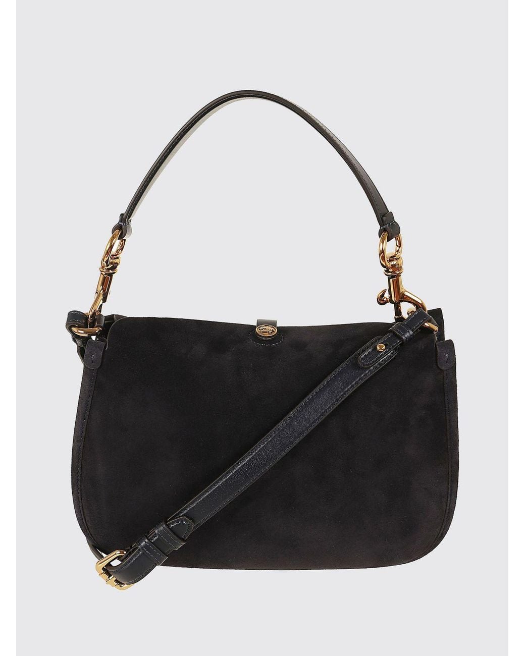 Etro Black Pony Suede Shoulder Bag With Pegaso Logo Buckle