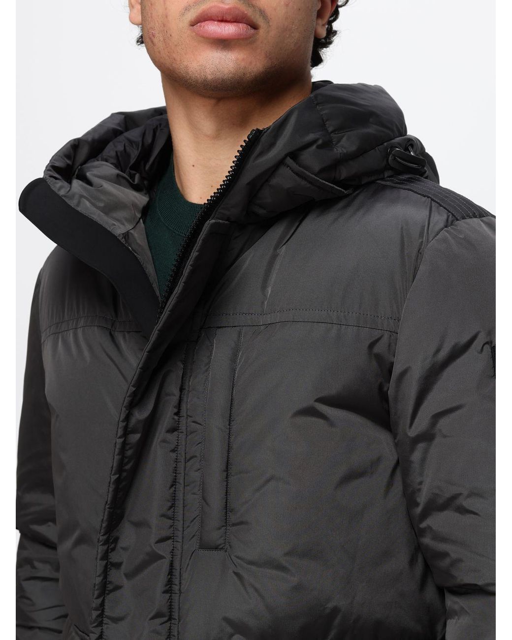 Peuterey Gray Hooded Puffer Jacket for men