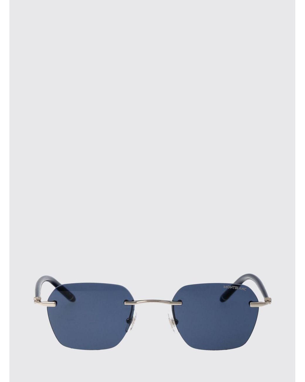 Montblanc Blue Rectangular Metal Sunglasses for men