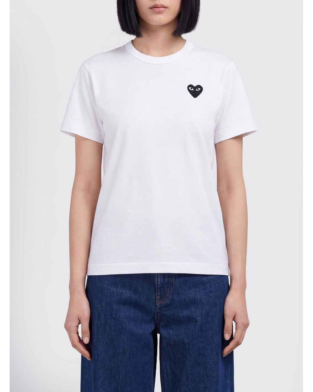 COMME DES GARÇONS PLAY White Comme Des GarÇ Ons Play Contrast Logo Cotton Crew-Neck T-Shirt