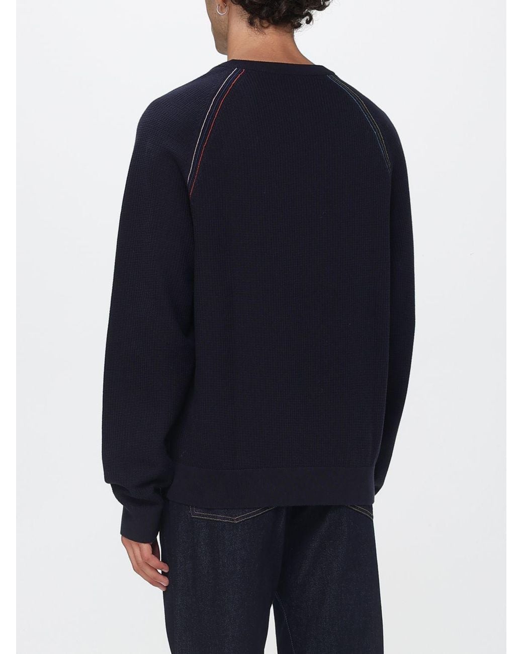 Paul Smith Blue Relaxed Fit Organic Cotton Jumper With Dropped Shoulders for men