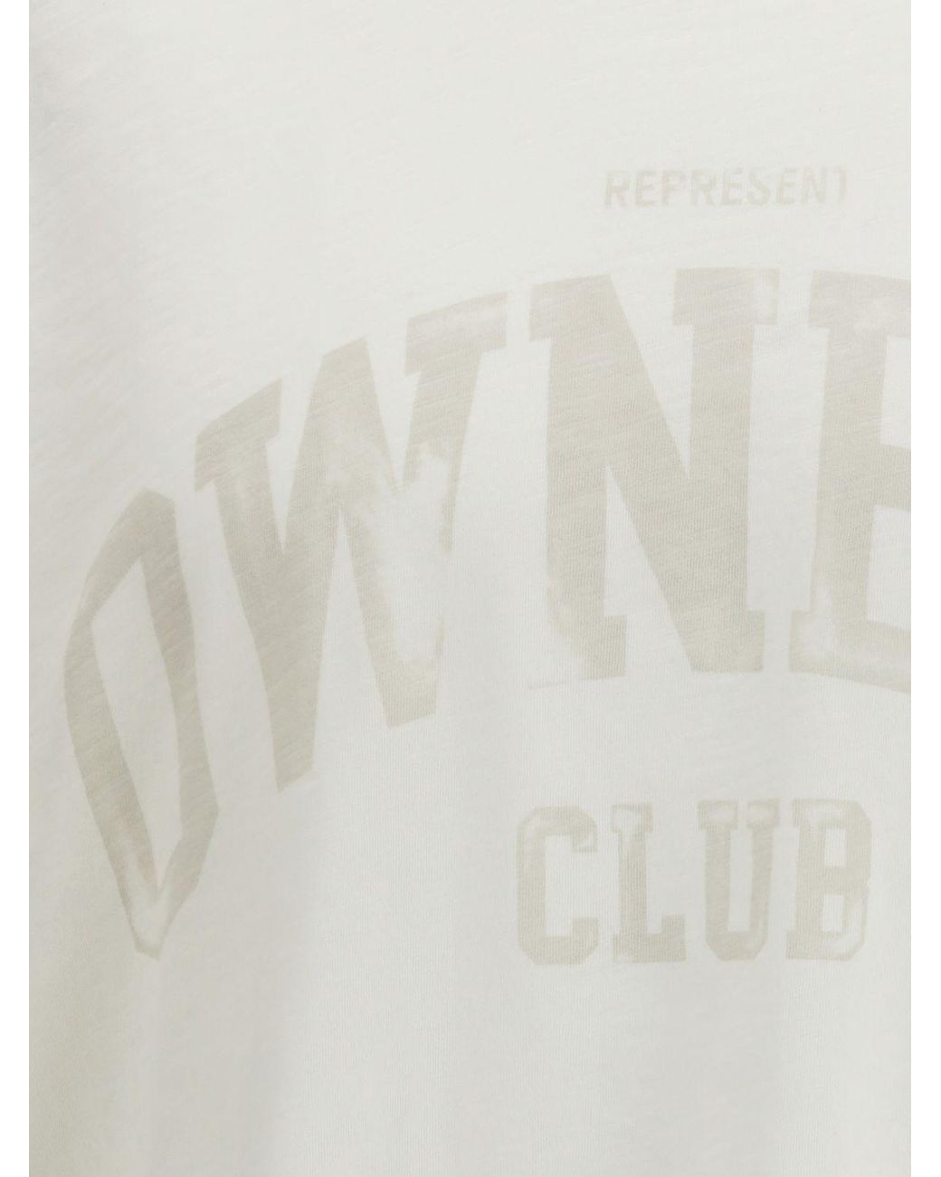 Represent White Vintage-Style Cotton T-Shirt With Printed Logo And Dropped Shoulders for men