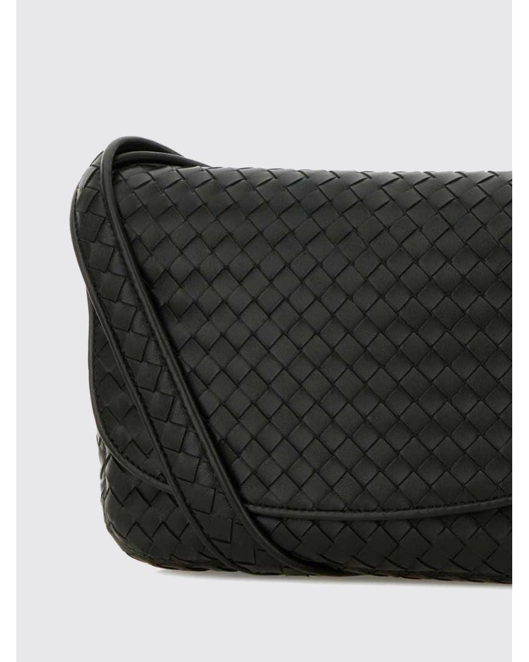 Bottega Veneta Black Veneto Intrecciato Leather Messenger Bag for men