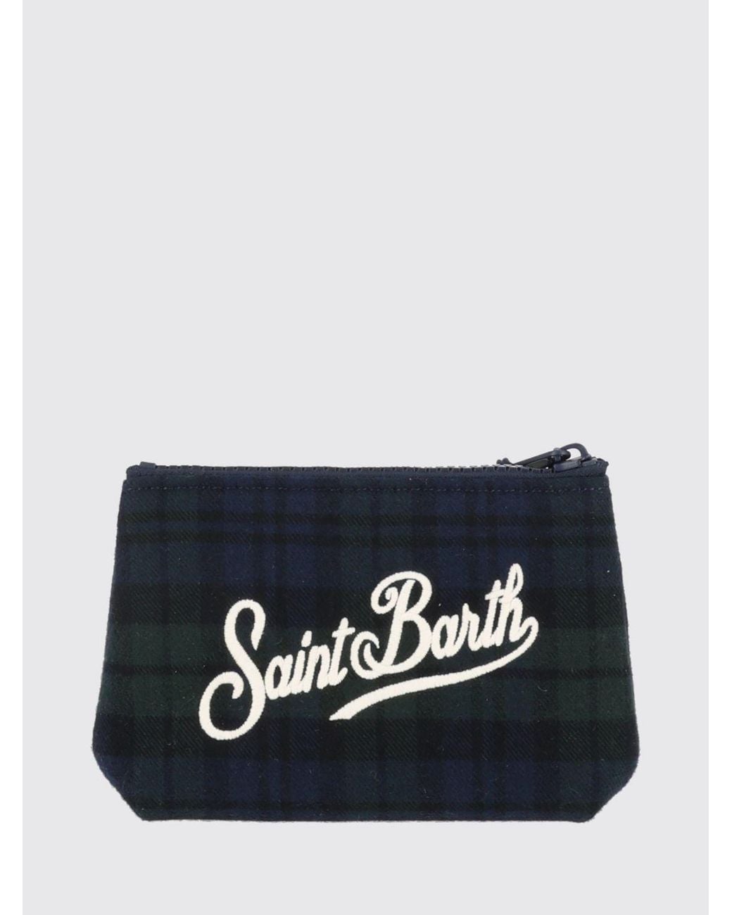 Mc2 Saint Barth Black Aline Tartan Wool-Blend Mini Handbag With Logo