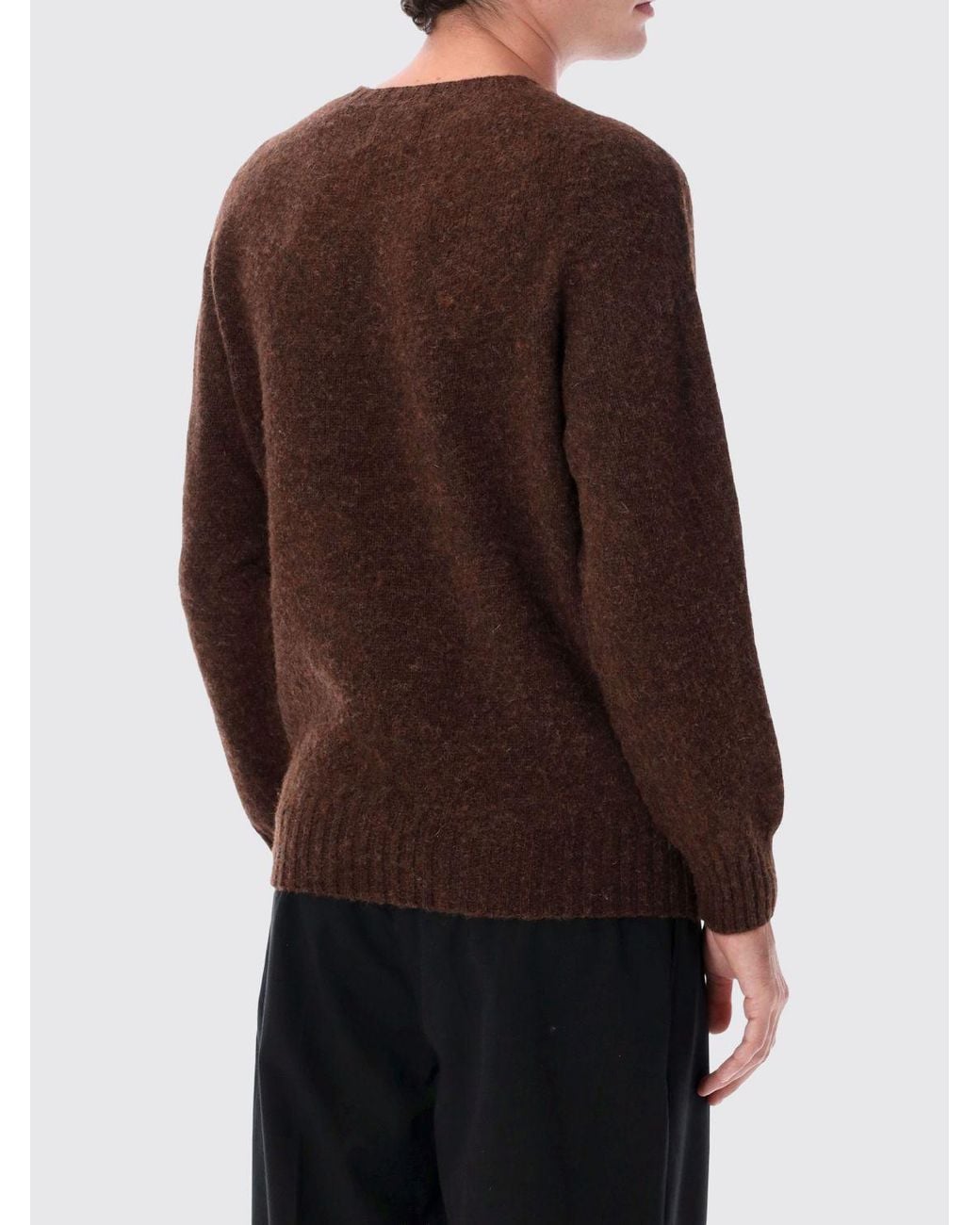 Howlin' By Morrison Brown Crewneck Wool Blend Jumper With Ribbed Trims for men