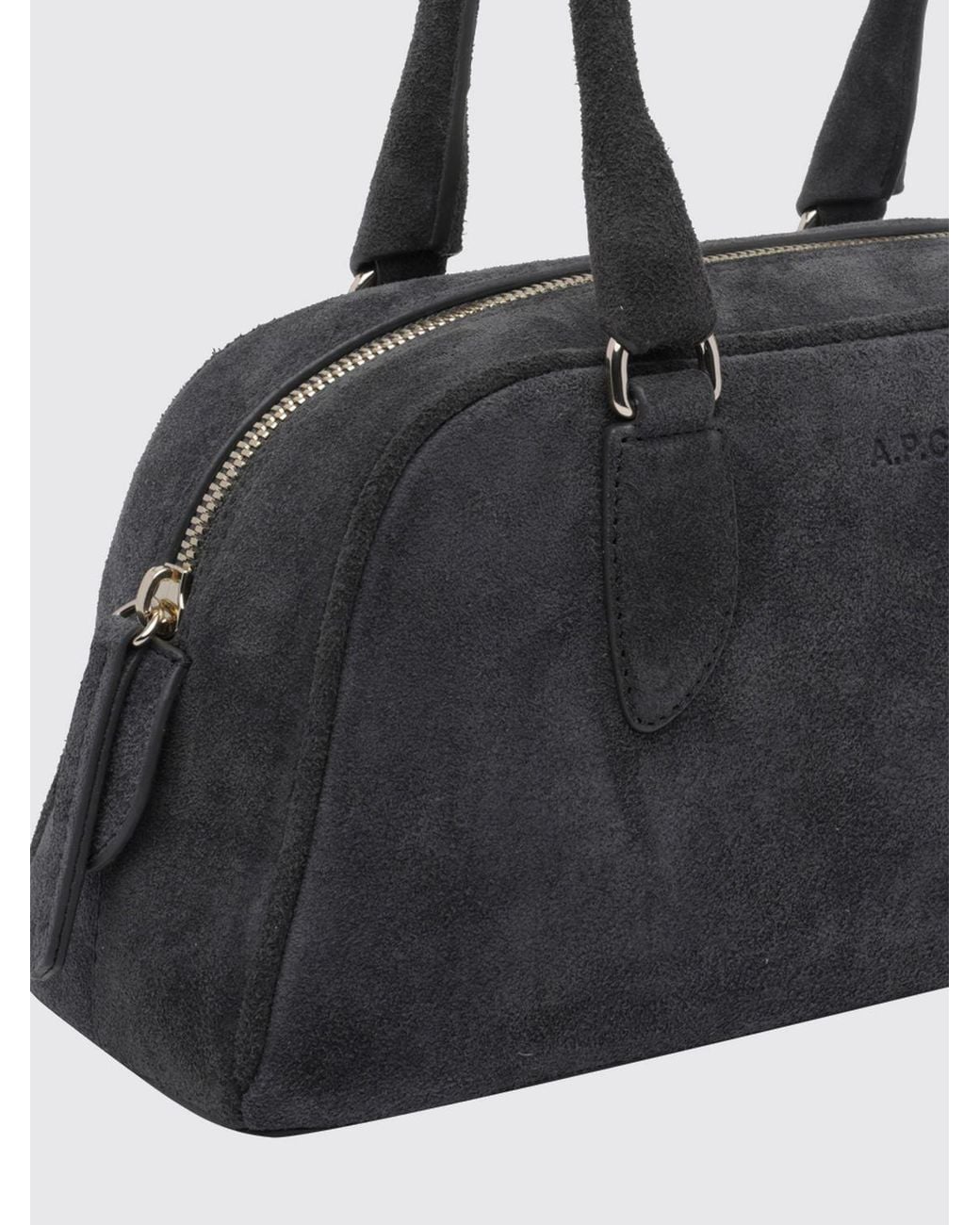 A.P.C. Black Paloma Suede Calfskin Shoulder Bag With Double Handles