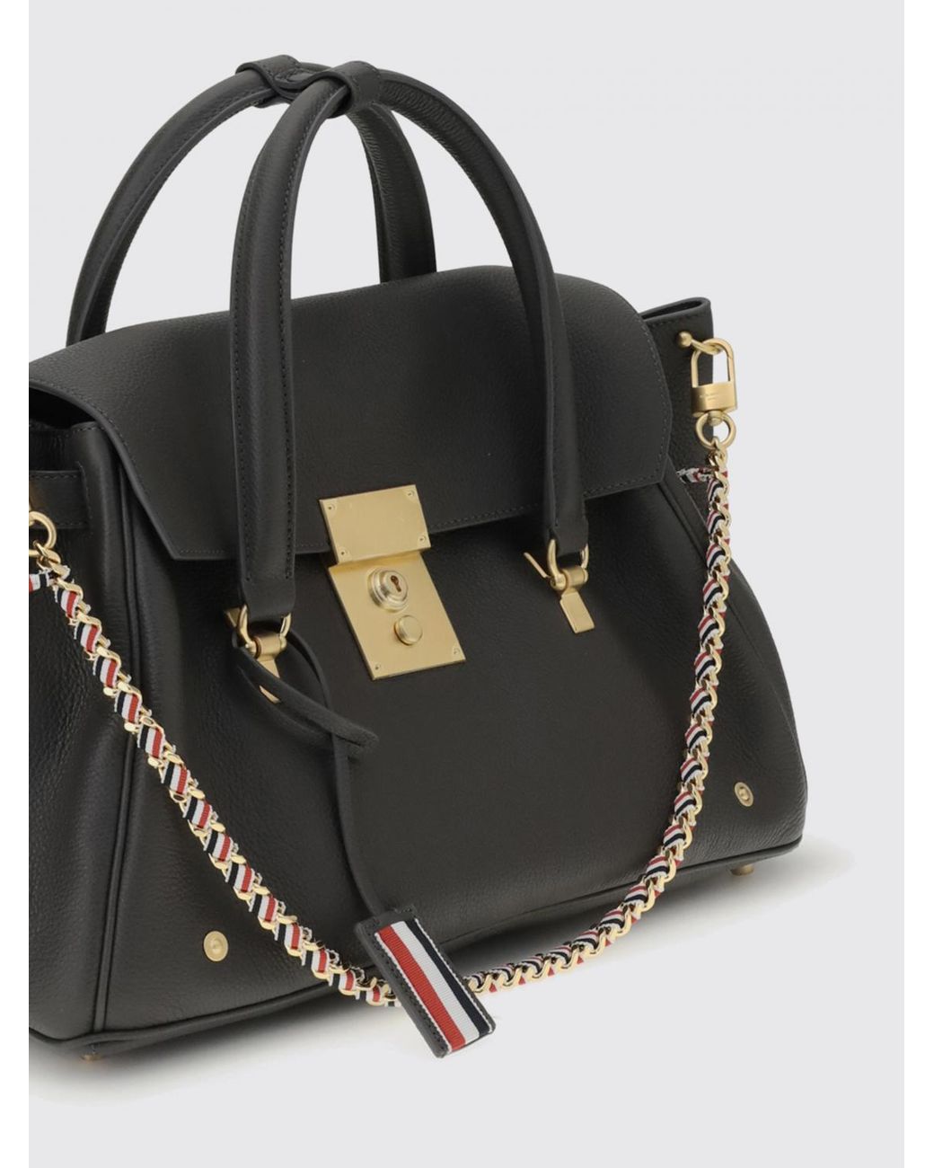 Thom Browne Black Calf Leather Handbag
